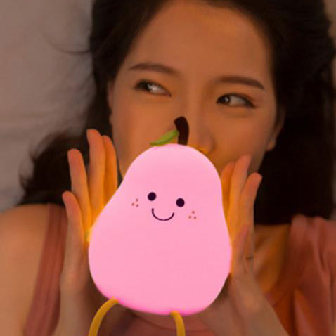 Silicone Pear LED Night Light - USB Table Lamp