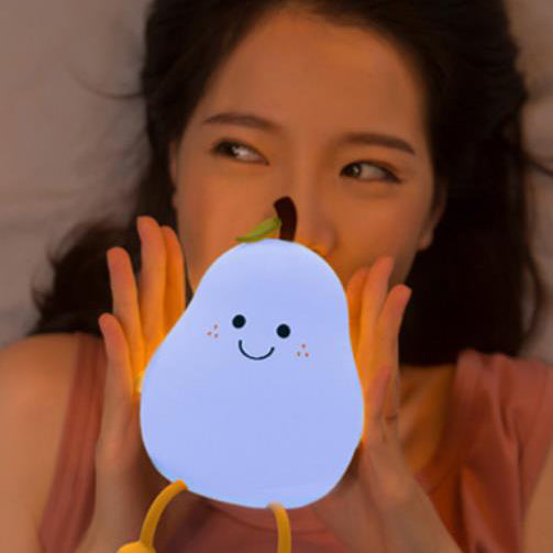 Silicone Pear LED Night Light - USB Table Lamp