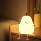 Silicone Pear LED Night Light - USB Table Lamp