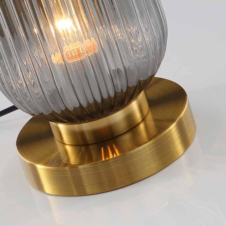 Premium Nordic Striped Oval Glass Table Lamp - 1 Light