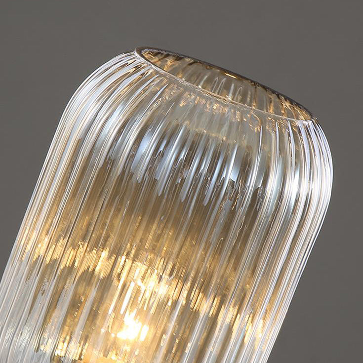 Premium Nordic Striped Oval Glass Table Lamp - 1 Light