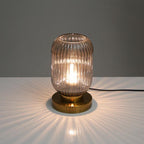 Premium Nordic Striped Oval Glass Table Lamp - 1 Light