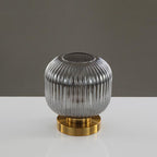 Premium Nordic Striped Oval Glass Table Lamp - 1 Light