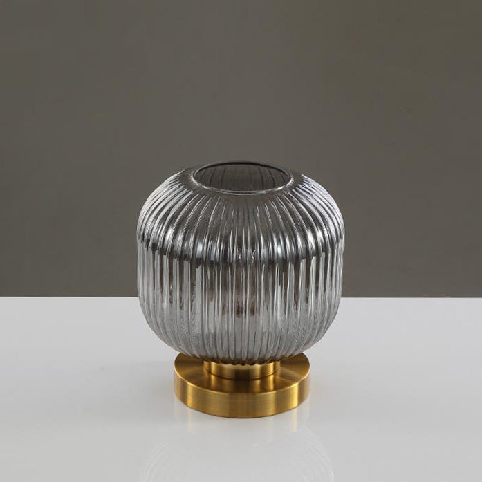 Premium Nordic Striped Oval Glass Table Lamp - 1 Light
