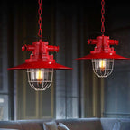 Vintage Industrial Iron Cage 1-Light Pendant Lamp
