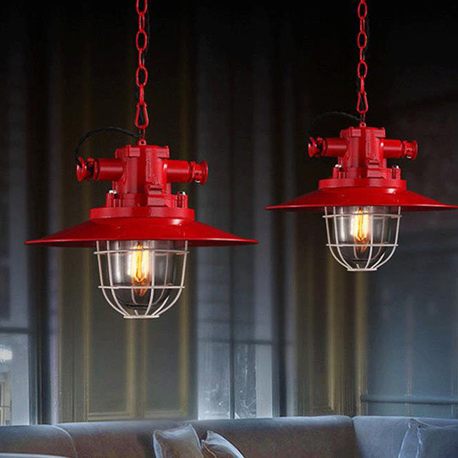 Vintage Industrial Iron Cage 1-Light Pendant Lamp