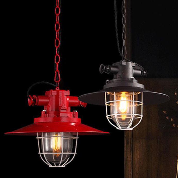 Vintage Industrial Iron Cage 1-Light Pendant Lamp