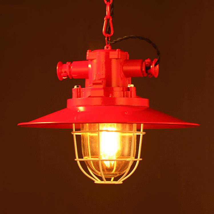 Vintage Industrial Iron Cage 1-Light Pendant Lamp
