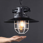 Vintage Industrial Iron Cage 1-Light Pendant Lamp