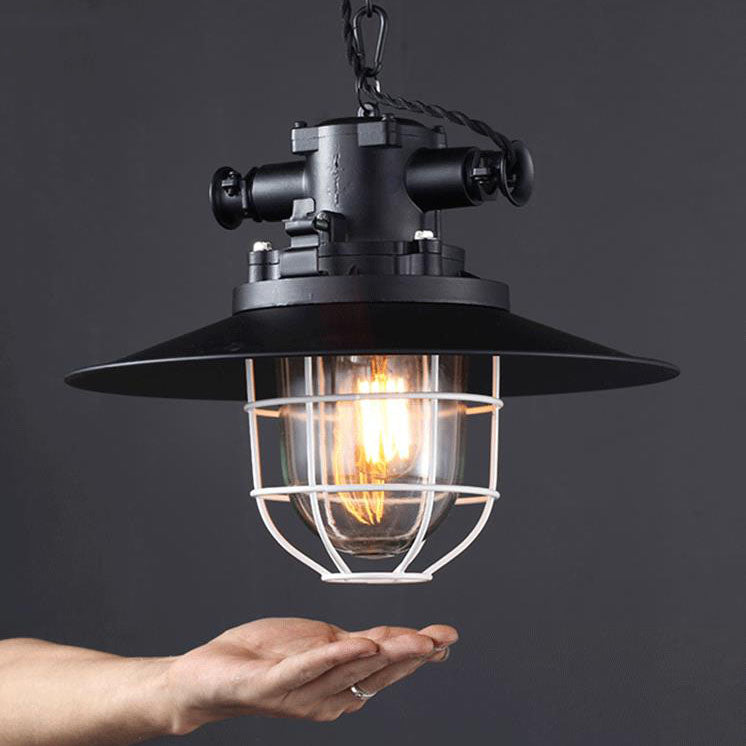 Vintage Industrial Iron Cage 1-Light Pendant Lamp