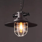 Vintage Industrial Iron Cage 1-Light Pendant Lamp