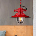 Vintage Industrial Iron Cage 1-Light Pendant Lamp