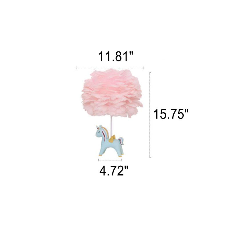 Children's Unicorn Feather Table Lamp - 1-Light Modern Design