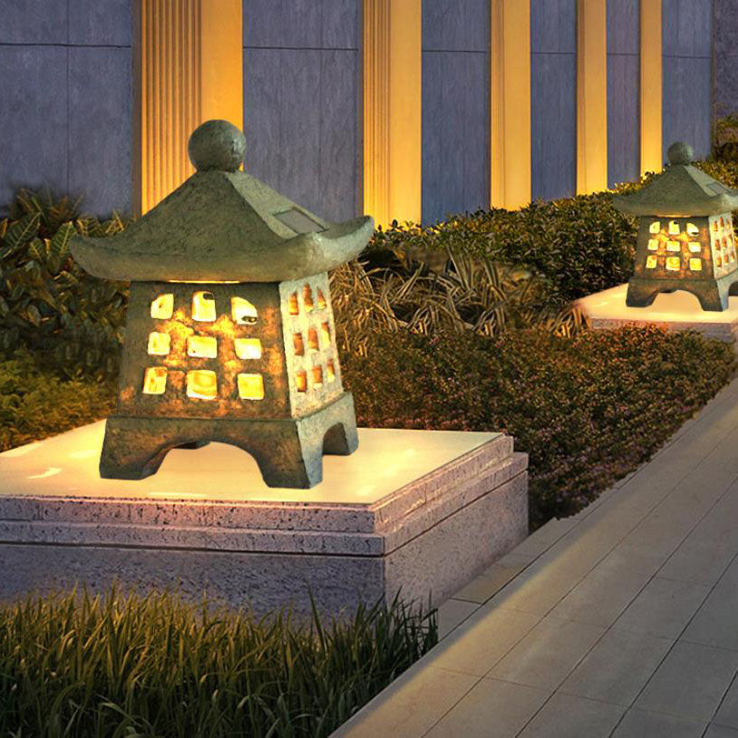 Premium Solar Pagoda Resin Outdoor Landscape Light