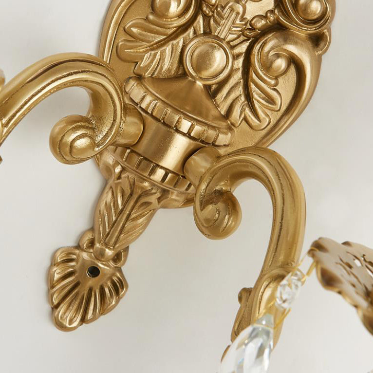French Crystal Brass Wall Sconce