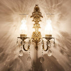 French Crystal Brass Wall Sconce