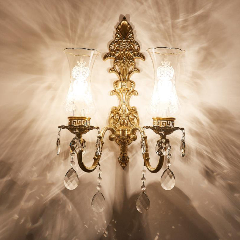French Crystal Brass Wall Sconce