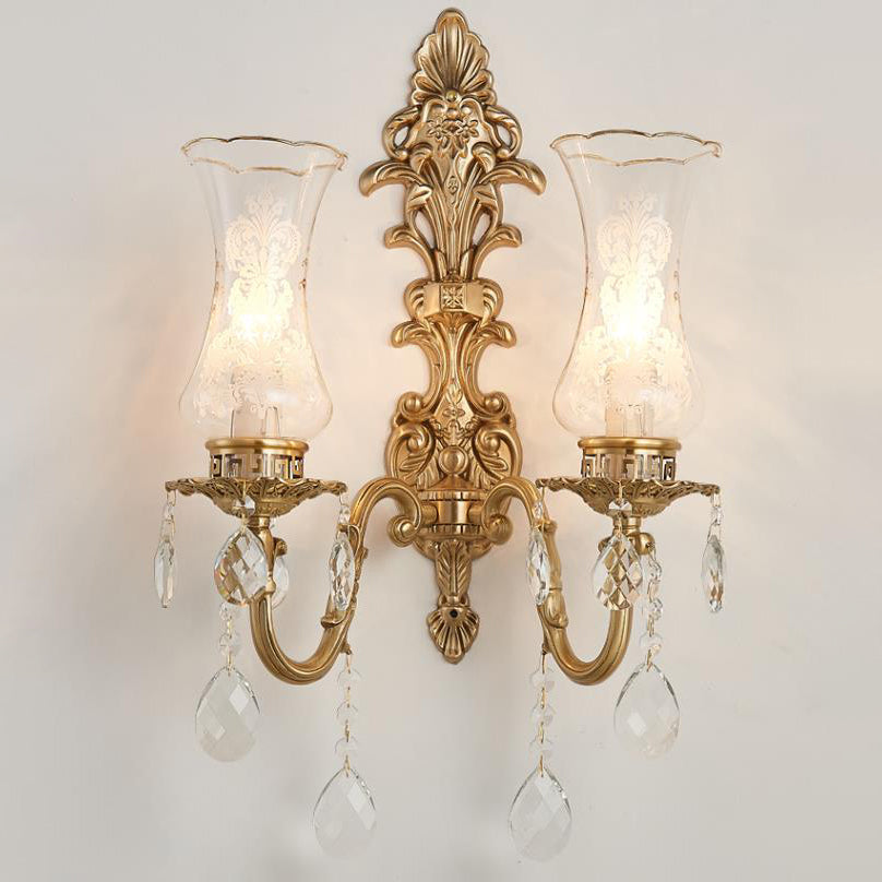 French Crystal Brass Wall Sconce