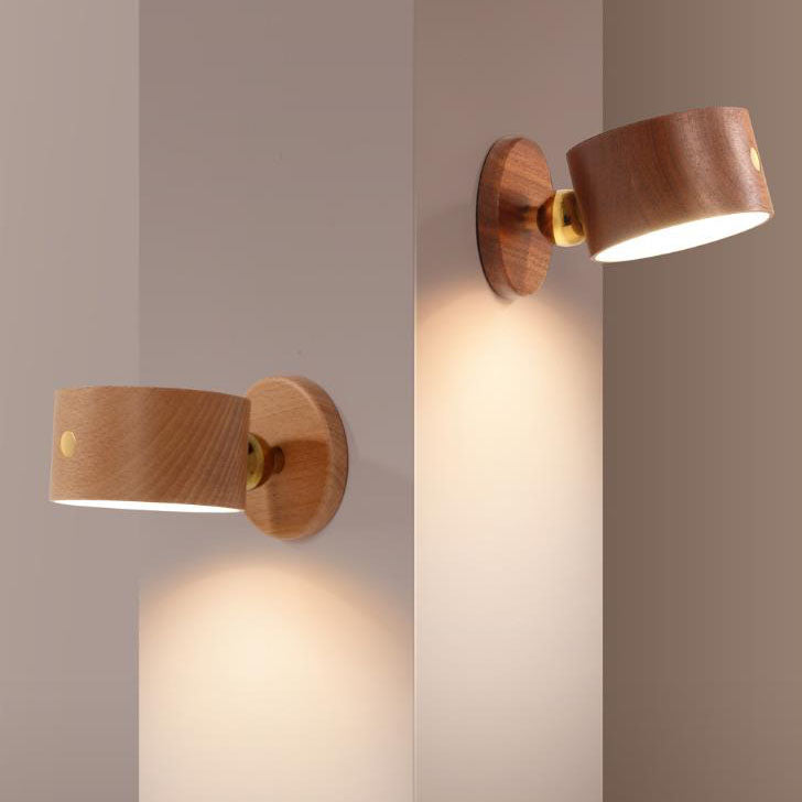 Wooden USB Rechargeable LED Wall Sconce