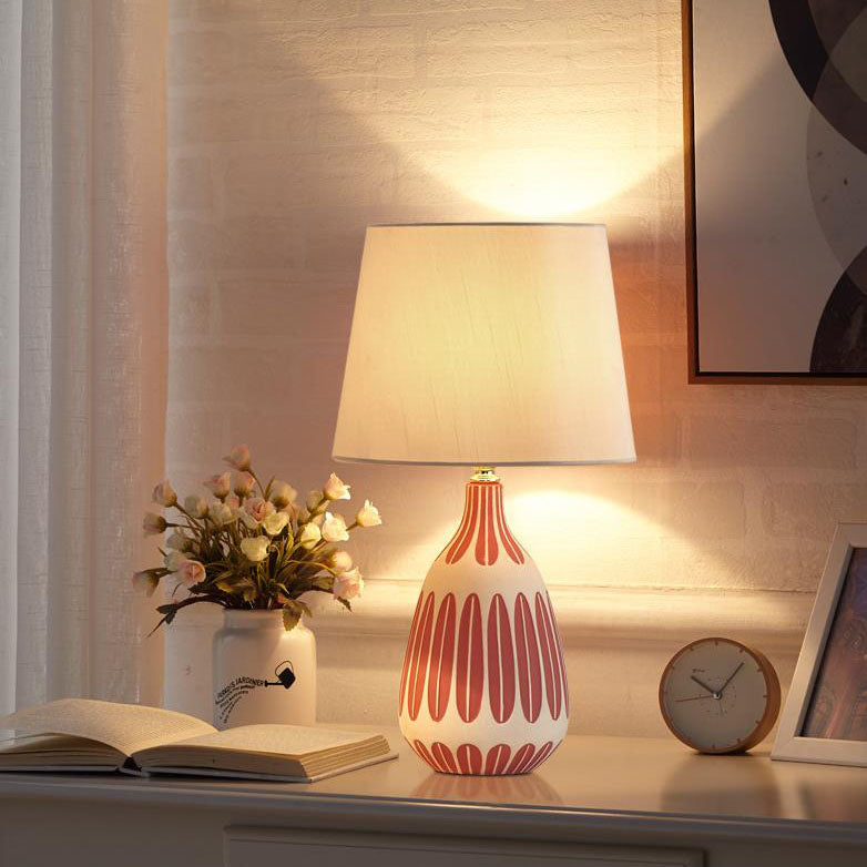 Nordic Vertical Pattern Ceramic Table Lamp - 1 Light