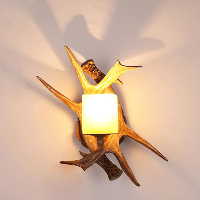 Retro Antler Glass Wall Sconce