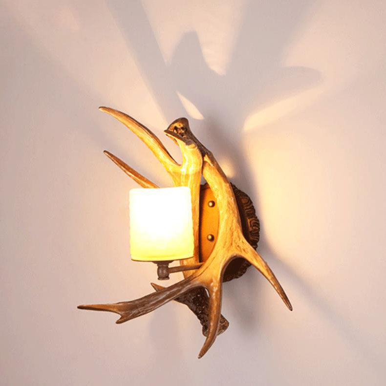 Retro Antler Glass Wall Sconce