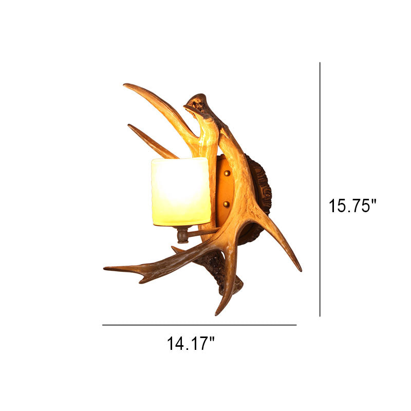 Retro Antler Glass Wall Sconce
