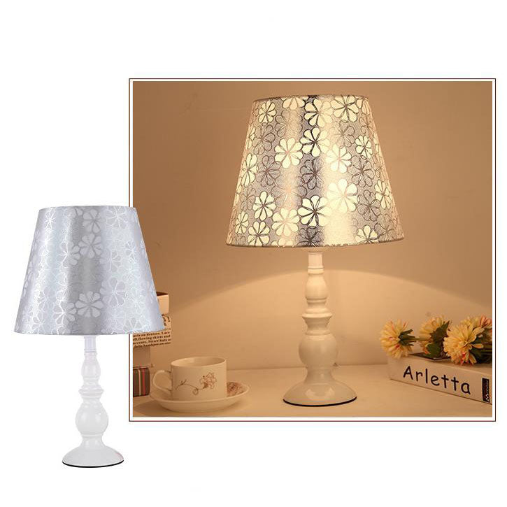 Elegant Floral Fabric Table Lamp with Iron Base - 1 Light