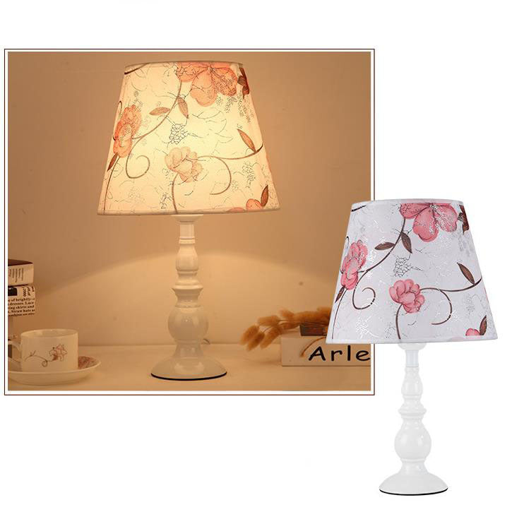 Elegant Floral Fabric Table Lamp with Iron Base - 1 Light