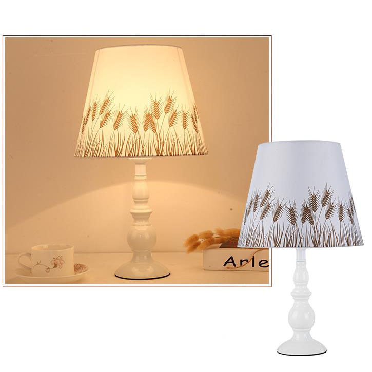 Elegant Floral Fabric Table Lamp with Iron Base - 1 Light