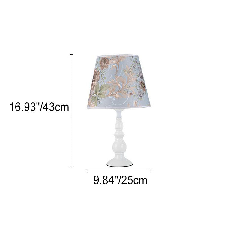 Elegant Floral Fabric Table Lamp with Iron Base - 1 Light
