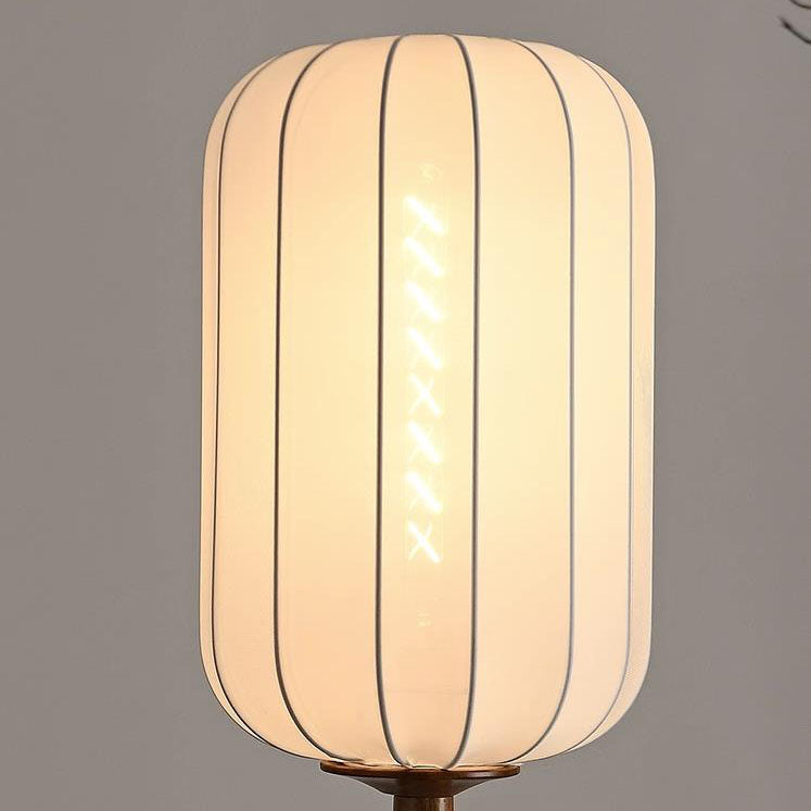 Zen Rosewood Silk Lantern Floor Lamp - 1-Light Design