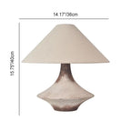 Vintage Cone Ceramic Table Lamp with Fabric Shade - Wabi-Sabi Design