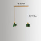 Nordic Vintage Green Brass Glass Island Chandelier - 1, 2, or 3 Lights