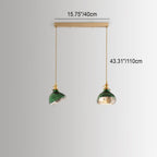 Nordic Vintage Green Brass Glass Island Chandelier - 1, 2, or 3 Lights