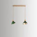 Nordic Vintage Green Brass Glass Island Chandelier - 1, 2, or 3 Lights