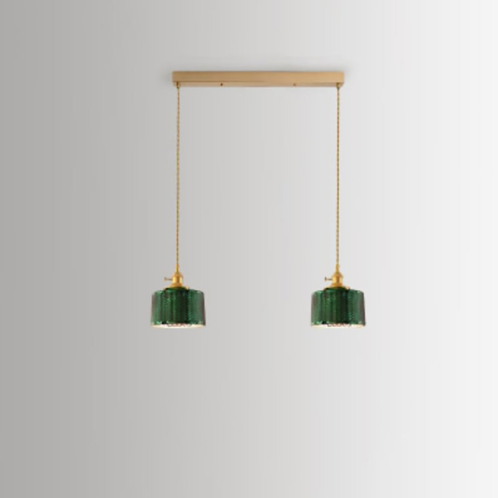 Nordic Vintage Green Brass Glass Island Chandelier - 1, 2, or 3 Lights