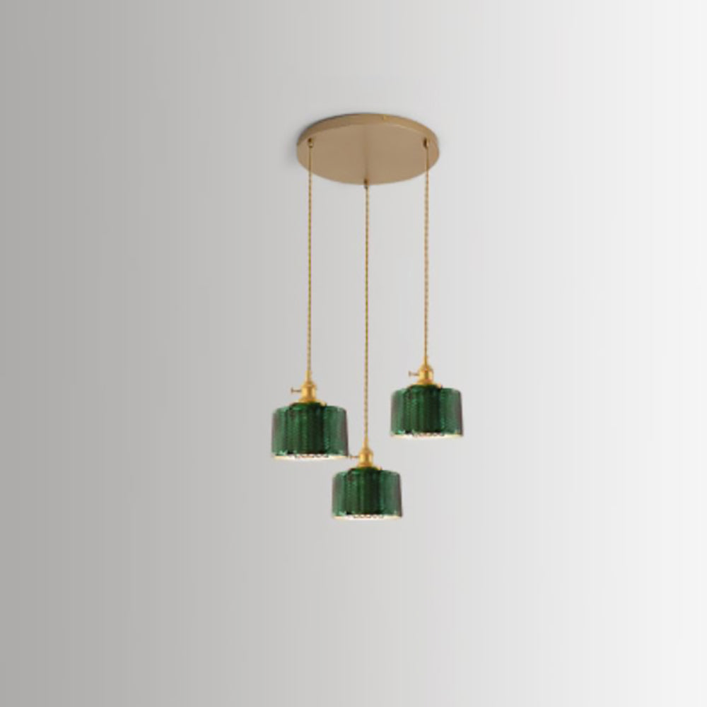 Nordic Vintage Green Brass Glass Island Chandelier - 1, 2, or 3 Lights