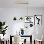 Nordic Vintage Green Brass Glass Island Chandelier - 1, 2, or 3 Lights