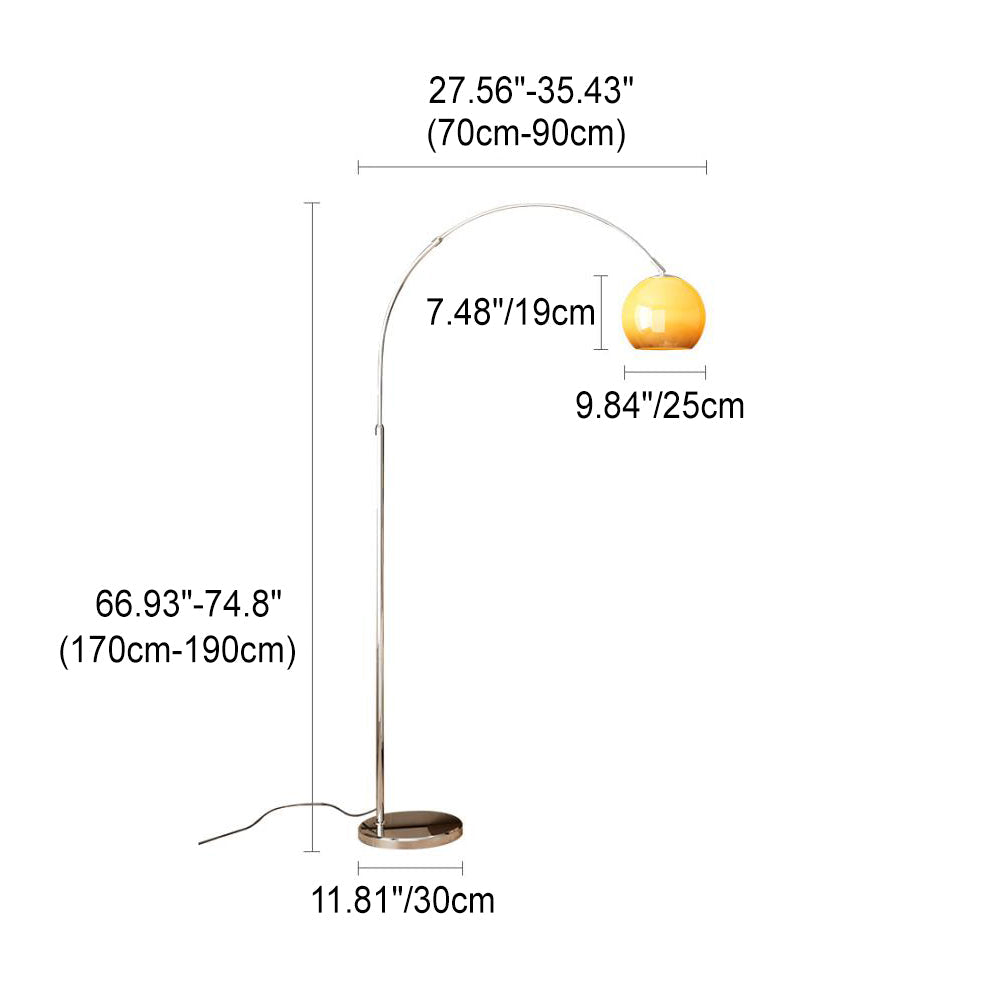 Scandinavian Glass Round Shade Floor Lamp - 1-Light Iron Design for Living Room