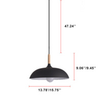 Contemporary Metal & Wood Dome Pendant Light