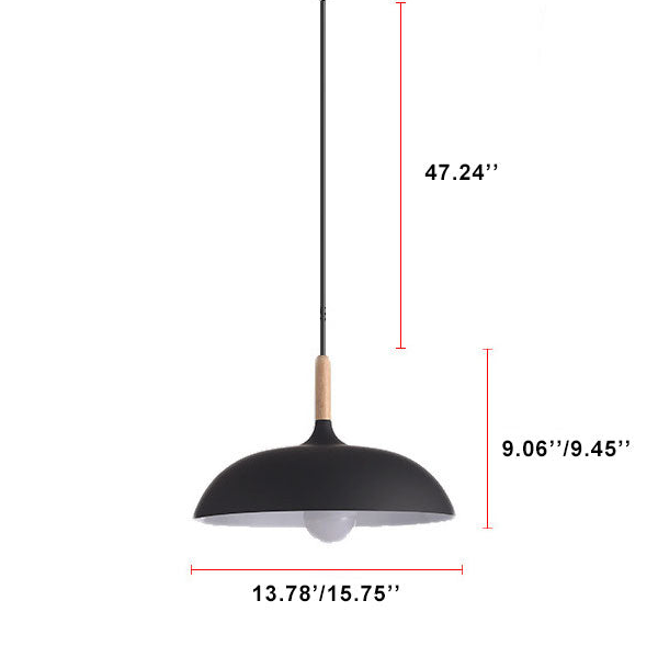 Contemporary Metal & Wood Dome Pendant Light
