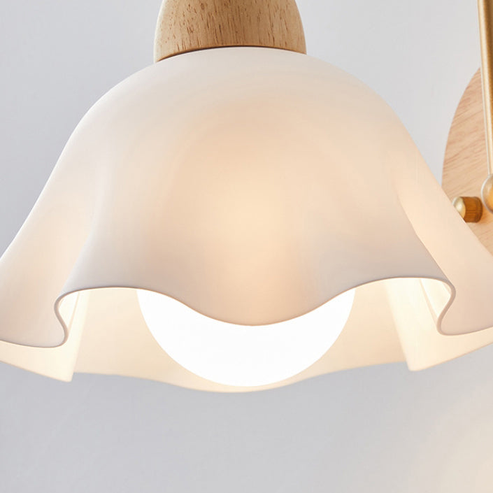 Wood & Ceramic Flower Wall Sconce