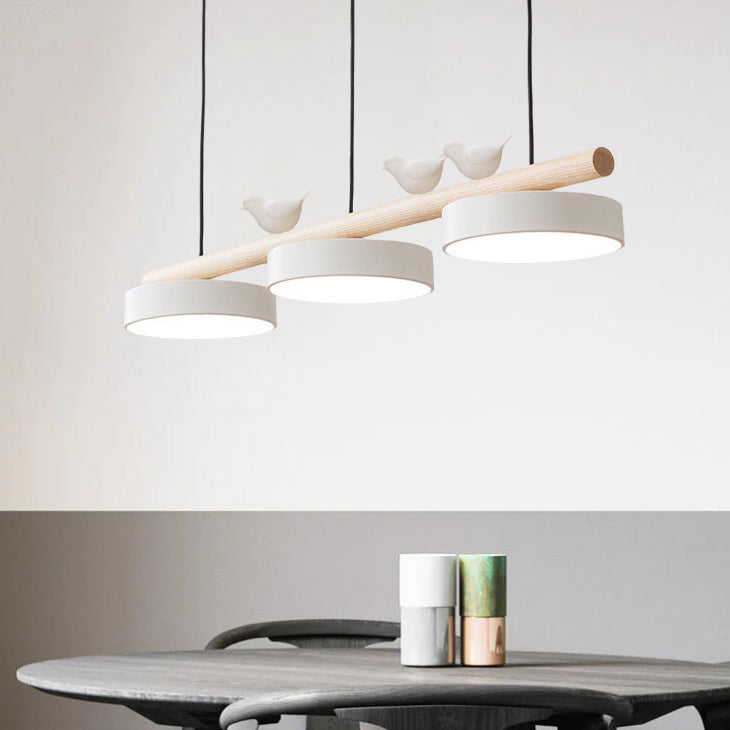 Resin Bird LED Wood Chandelier