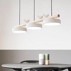 Resin Bird LED Wood Chandelier