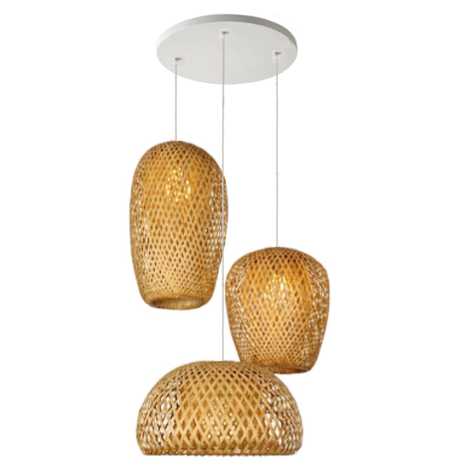 Premium Bamboo Weaving 1-Light Pendant Lamp - Rustic Design