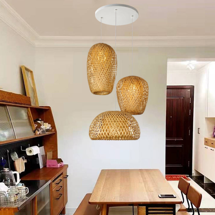 Premium Bamboo Weaving 1-Light Pendant Lamp - Rustic Design