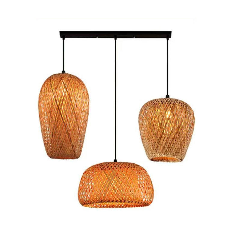 Premium Bamboo Weaving 1-Light Pendant Lamp - Rustic Design