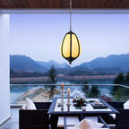 Art Deco Oval Pumpkin Pendant Light - Cast Aluminum