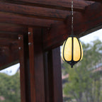 Art Deco Oval Pumpkin Pendant Light - Cast Aluminum